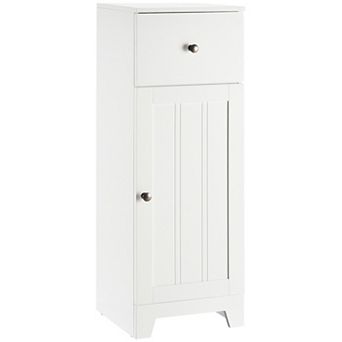 kleankin Small Bathroom Floor Storage Cabinet with 1 Drawer and Adjustable Shelf
