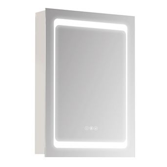 Bathroom Led Lighted Mirror, Wall-mounted Medicine Cabinet W/ 3 Storage Shelves