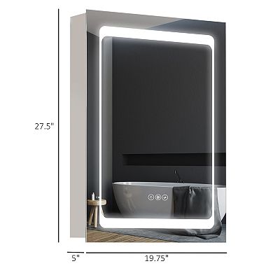 Bathroom Led Lighted Mirror, Wall-mounted Medicine Cabinet W/ 3 Storage Shelves