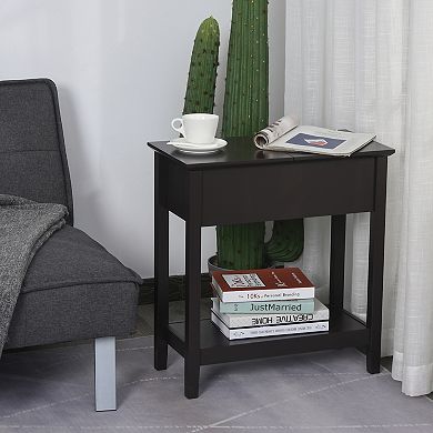 Modern Freestanding Countertop Side Table With Swing Hinge Storage Compartment