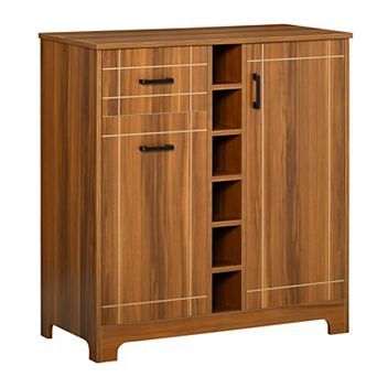 HOMCOM Modern 6 Bottle Wine Storage Cabinet Serving Station for Home Bar