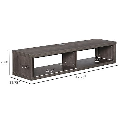 HOMCOM Wall Mounted Media Console Floating Storage Shelf for Living Room or Home Office Dark Grey