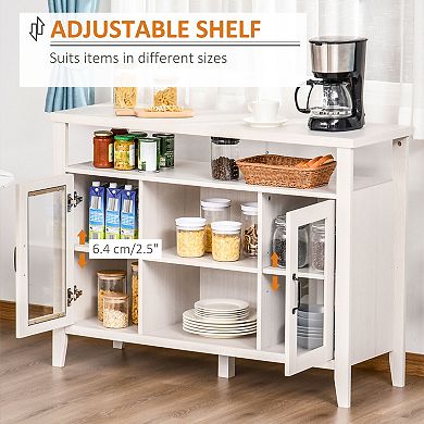 HOMCOM Retro Style Storage Sideboard with 3 Open Shelf Spaces and Framed Doors