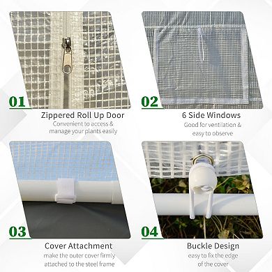 Outsunny Walk-in Greenhouse with Windows Roll Up Door 20' x 10' x 9',