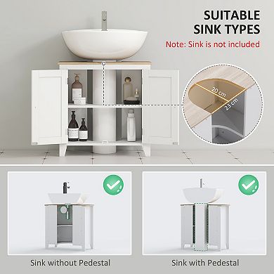 Kleankin Pedestal Sink Cabinet, Bathroom Vanity Cabinet With U-shape