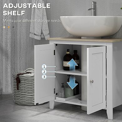 Kleankin Pedestal Sink Cabinet, Bathroom Vanity Cabinet With U-shape