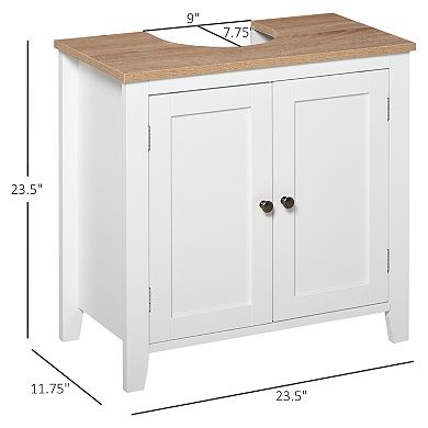 Short Pedestal Under Sink Cabinet Storage Standing Unit W/ 2 Door Space Saver