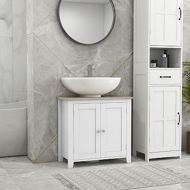 Kleankin Pedestal Sink Cabinet, Bathroom Vanity Cabinet With U-shape