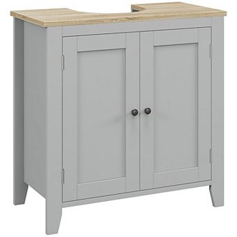 Kleankin Pedestal Sink Cabinet, Bathroom Vanity Cabinet With U-shape