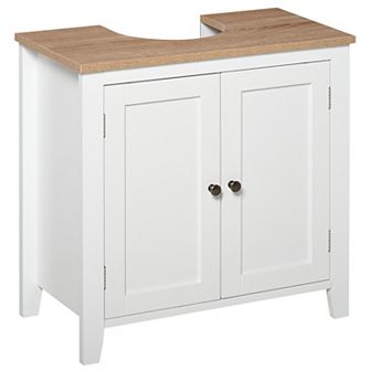 Kleankin Pedestal Sink Cabinet, Bathroom Vanity Cabinet With U-shape