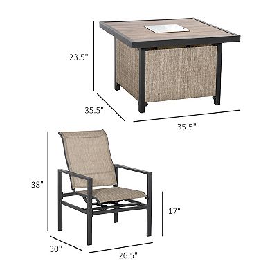 Outsunny 5 Piece Outdoor Dining Set, Ice Bucket Table, Rocking Chairs,