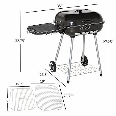 Outsunny 22 inch Portable BBQ Charcoal Steel Grill Camping Backyard Cooking