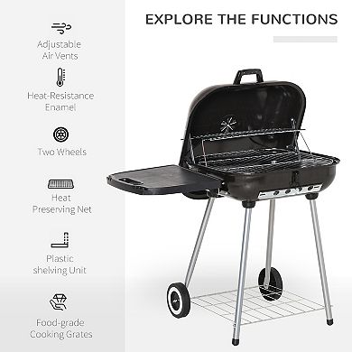 Outsunny 22 inch Portable BBQ Charcoal Steel Grill Camping Backyard Cooking