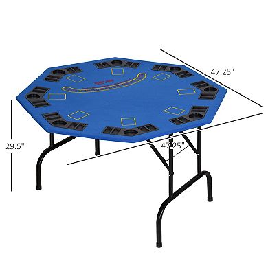 47.25" 8 Player Octagon Folding Poker Table With Cup Holders