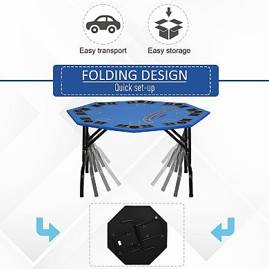 47.25" 8 Player Octagon Folding Poker Table With Cup Holders