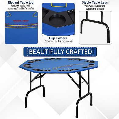 47.25" 8 Player Octagon Folding Poker Table With Cup Holders