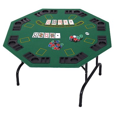 47.25" 8 Player Octagon Folding Poker Table With Cup Holders