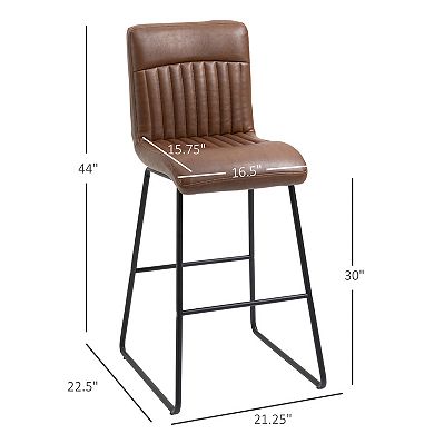 44" Armless Mid Back Bar Height Stool Kitchen Island Dining Chair W/ Footrest