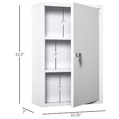 kleankin Steel Wall Mount Medicine Cabinet 3 Tier Emergency Box for Bathroom