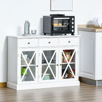 Farmhouse Style Kitchen Sideboard Serving Buffet Storage Cabinet W/ 3 Drawers