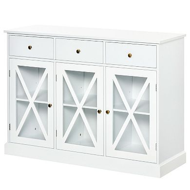 Farmhouse Style Kitchen Sideboard Serving Buffet Storage Cabinet W/ 3 Drawers