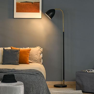 Industrial 63" Tall Arc Floor Standing Lamp W/ On/off Foot Switch, Black/gold
