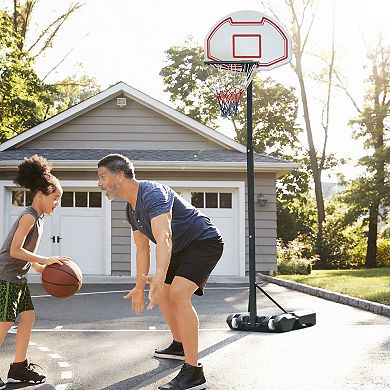 Portable Kids Basketball Hoop With Wheels And Ball Holder, Adjustable With Stand