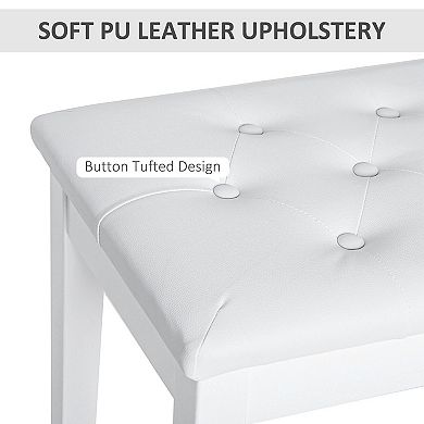 HOMCOM PU Leather Piano Bench Padded Double Duet Storage Upholstered Seat