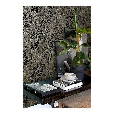 Brewster Home Fashions Canales Inked Leaves Wallpaper