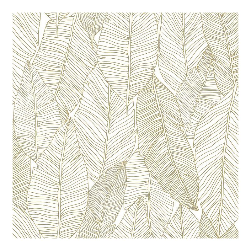 Brewster Home Fashions Canales Inked Leaves Wallpaper, White
