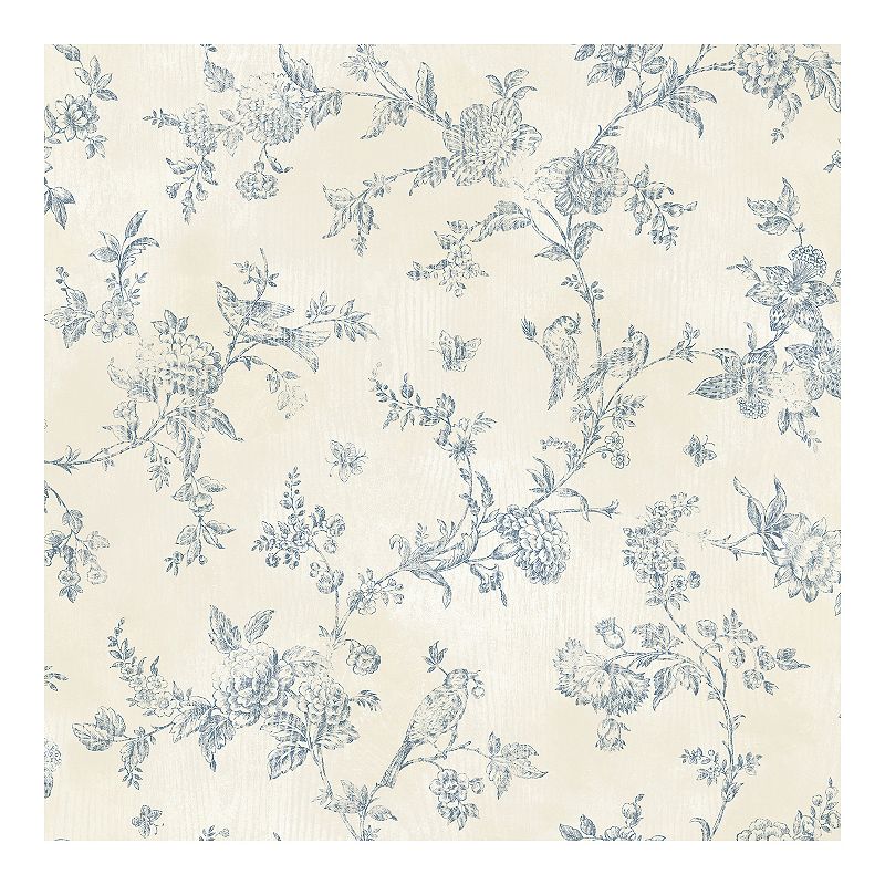 Brewster Home Fashions French Nightingale Trail Wallpaper, Blue