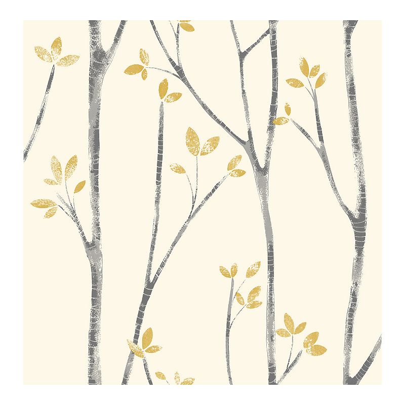 Brewster Home Fashions Ingrid Scandi Tree Wallpaper, Yellow