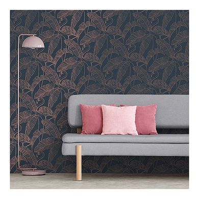 Brewster Home Fashions Mulholland Flamingo Wallpaper
