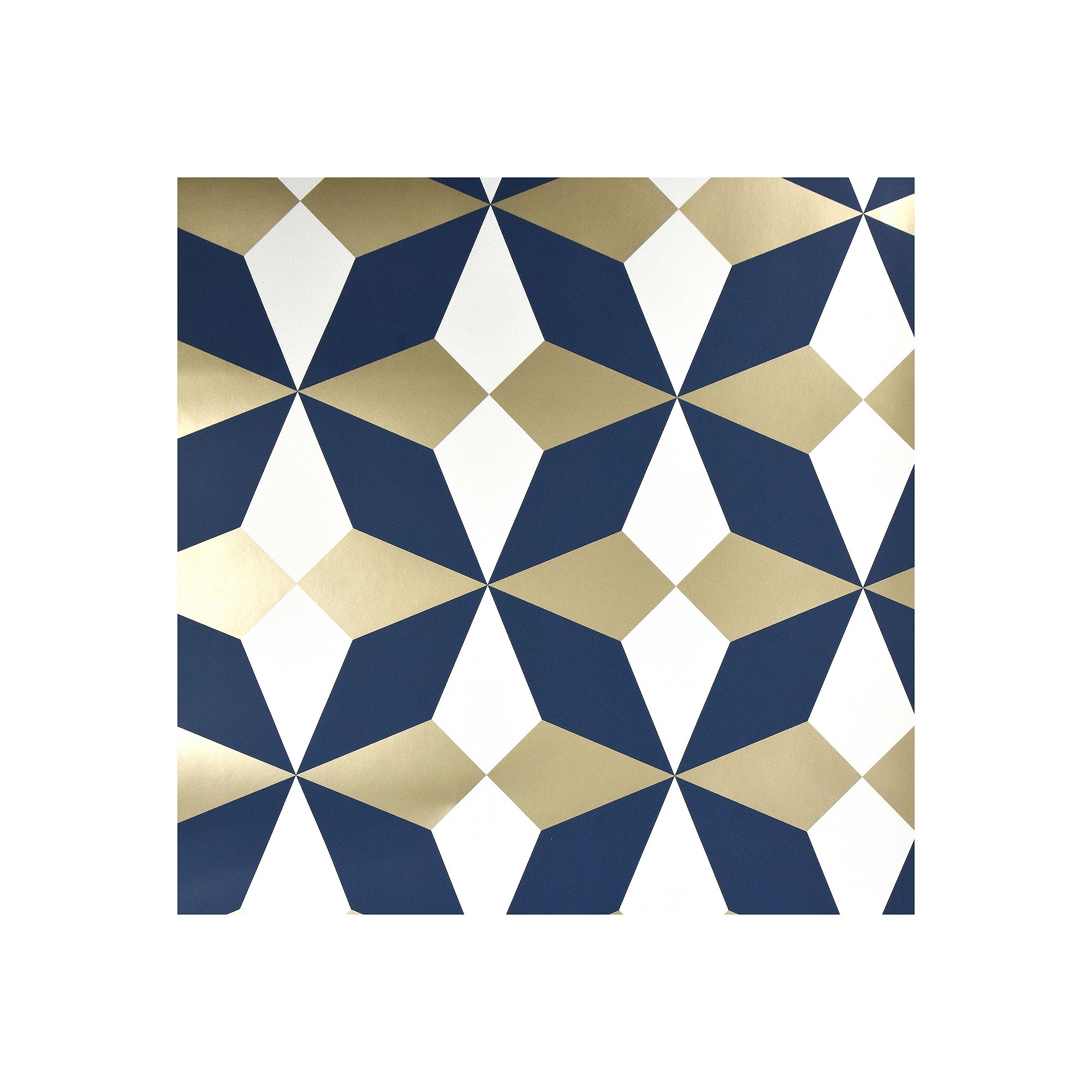 Brewster Home Fashions Newby Navy & Gold Geometric Wallpaper, Blue