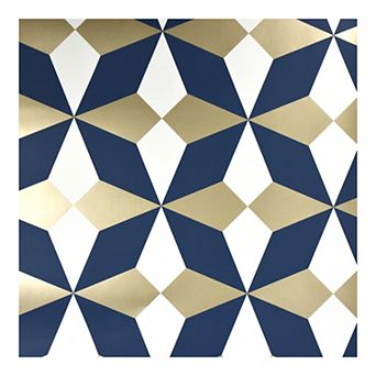 Brewster Home Fashions Newby Navy & Gold Geometric Wallpaper
