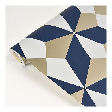 Brewster Home Fashions Newby Navy & Gold Geometric Wallpaper
