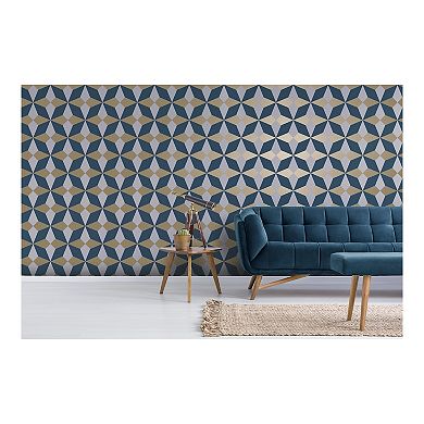 Brewster Home Fashions Newby Navy & Gold Geometric Wallpaper