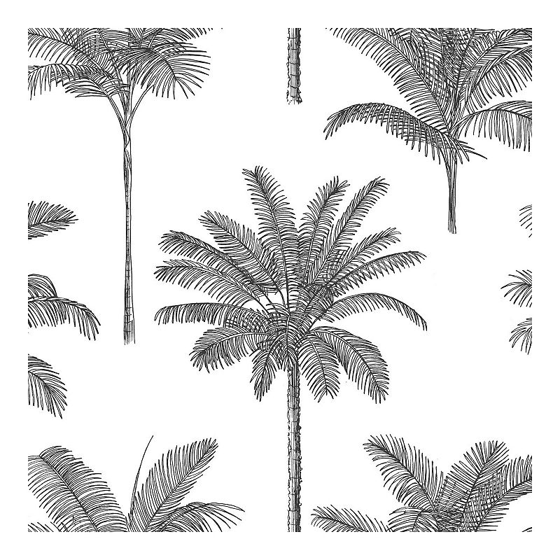 Brewster Home Fashions Taj Palm Trees Wallpaper, Grey