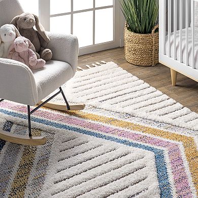 nuLoom Angela High-Low Modern Diamond Tassel Area Rug