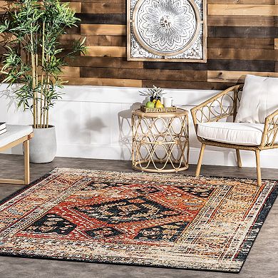 nuLoom Indoor/Outdoor Transitional Floral Jane Area Rug