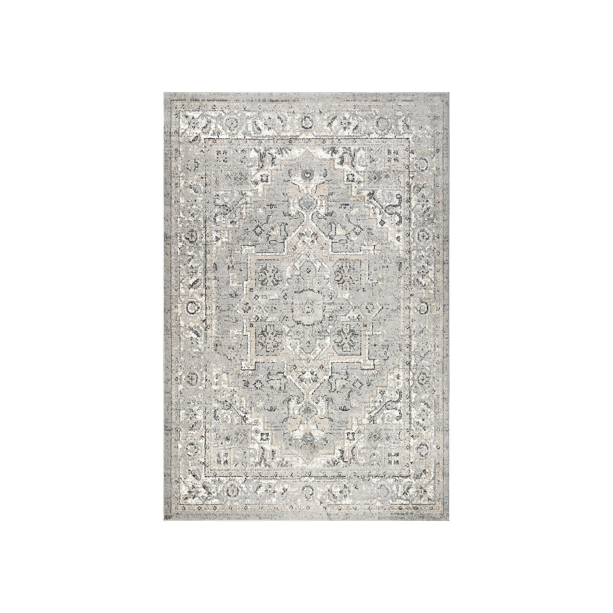 nuLoom Gena Distressed Transitional Medallion Area Rug, Light Gray