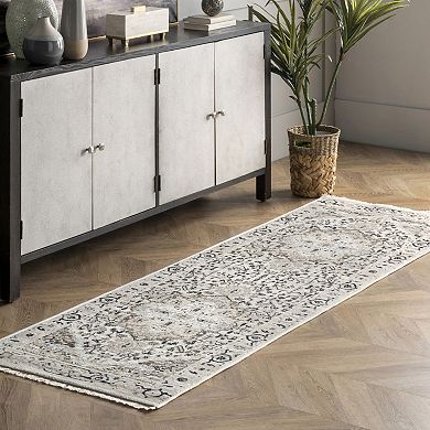 nuLoom Oliveira Floral Medallion Fringe Area Rug