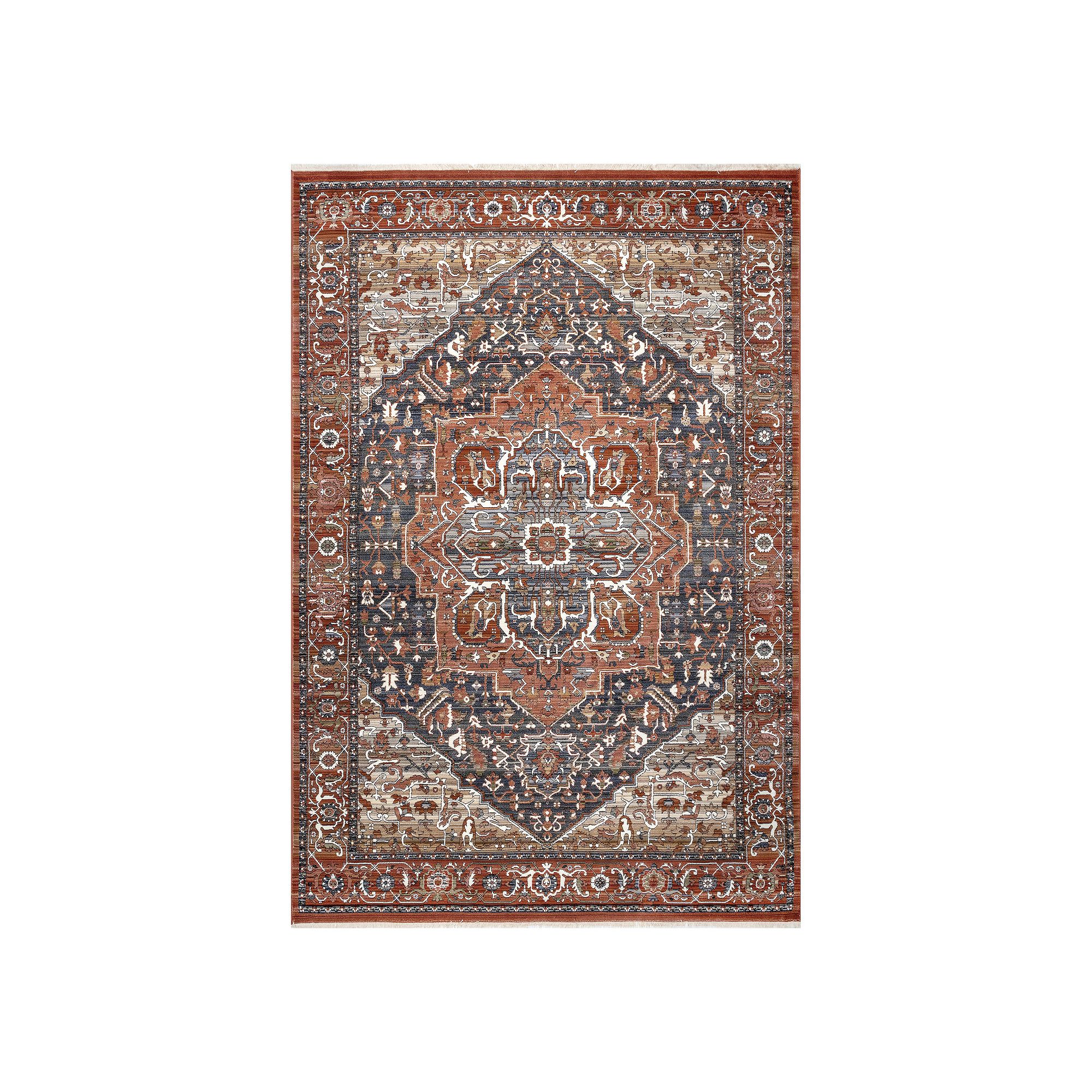 nuLoom Oliveira Floral Medallion Fringe Area Rug, Red
