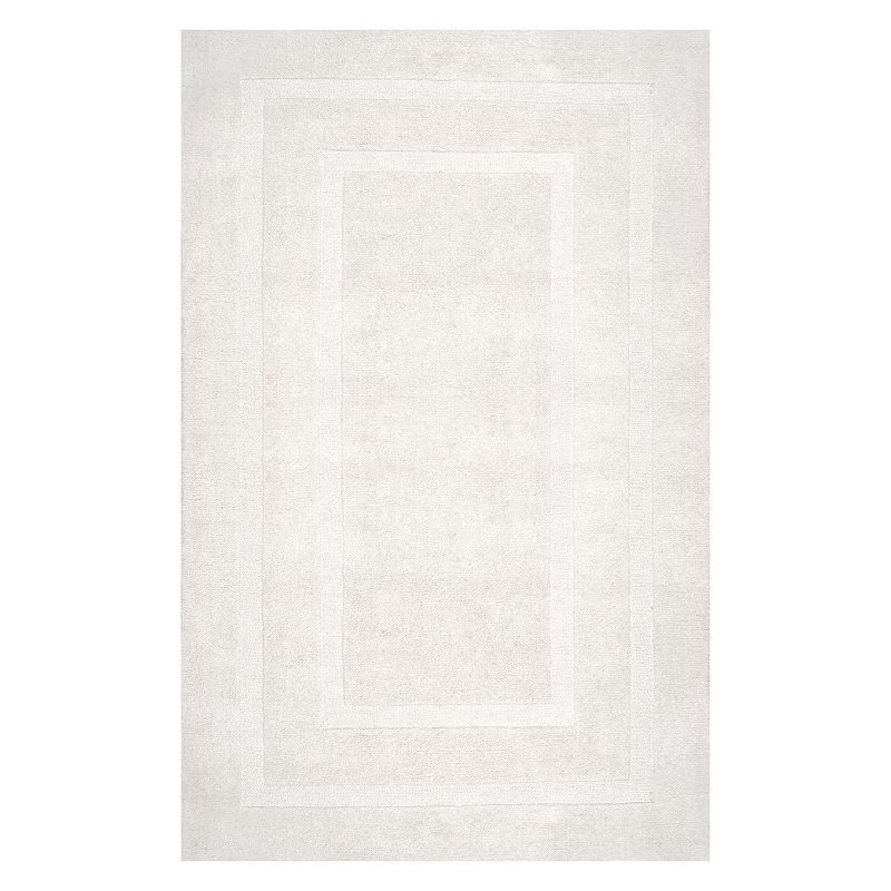 nuLoom Handmade Border Zamora Area Rug, White, 7.5X9.5 Ft