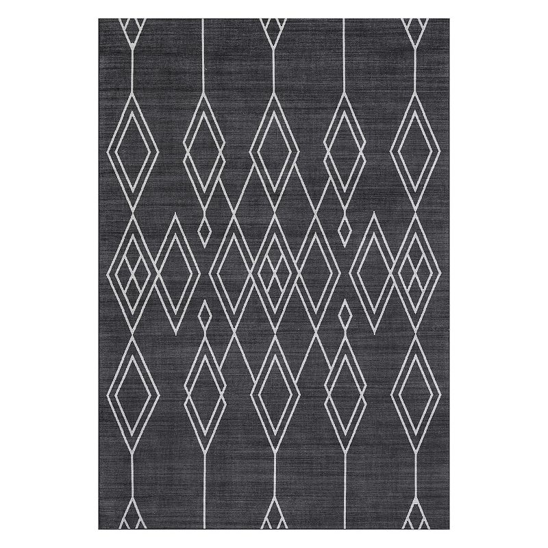 nuLoom Dell Cascading Diamond Machine Washable Indoor/Outdoor Area Rug, Black, 5X8 Ft