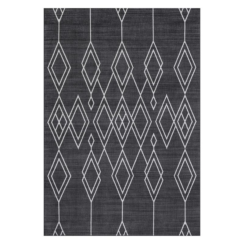 nuLoom Dell Cascading Diamond Machine Washable Indoor/Outdoor Area Rug, Black, 8X10 Ft