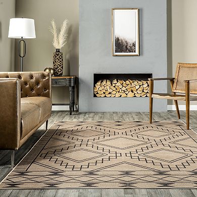 nuLoom Elin Moroccan Border Easy-Jute Machine Washable Area Rug