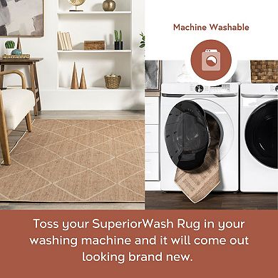 nuLoom Elin Moroccan Border Easy-Jute Machine Washable Area Rug