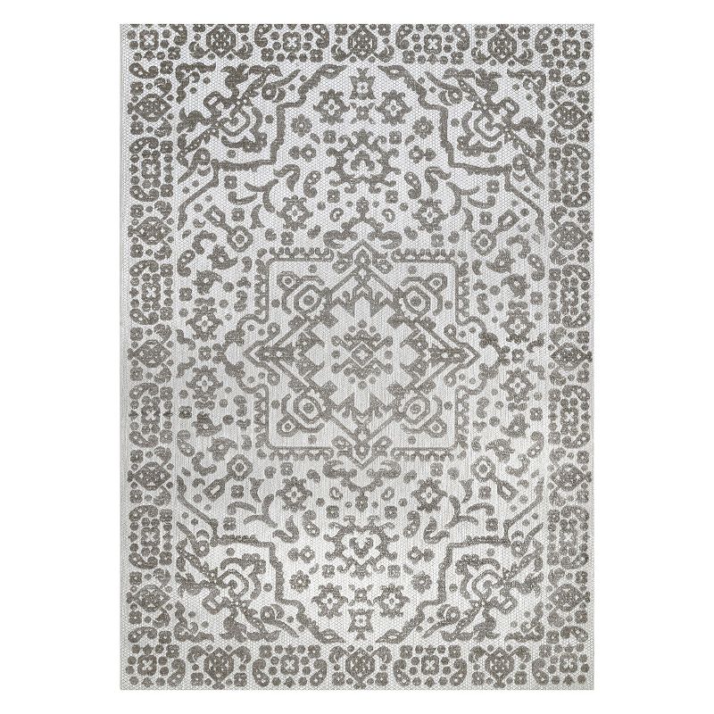 nuLoom Indoor/Outdoor Contemporary Celestial Area Rug, Grey, 7.5X9.5 Ft