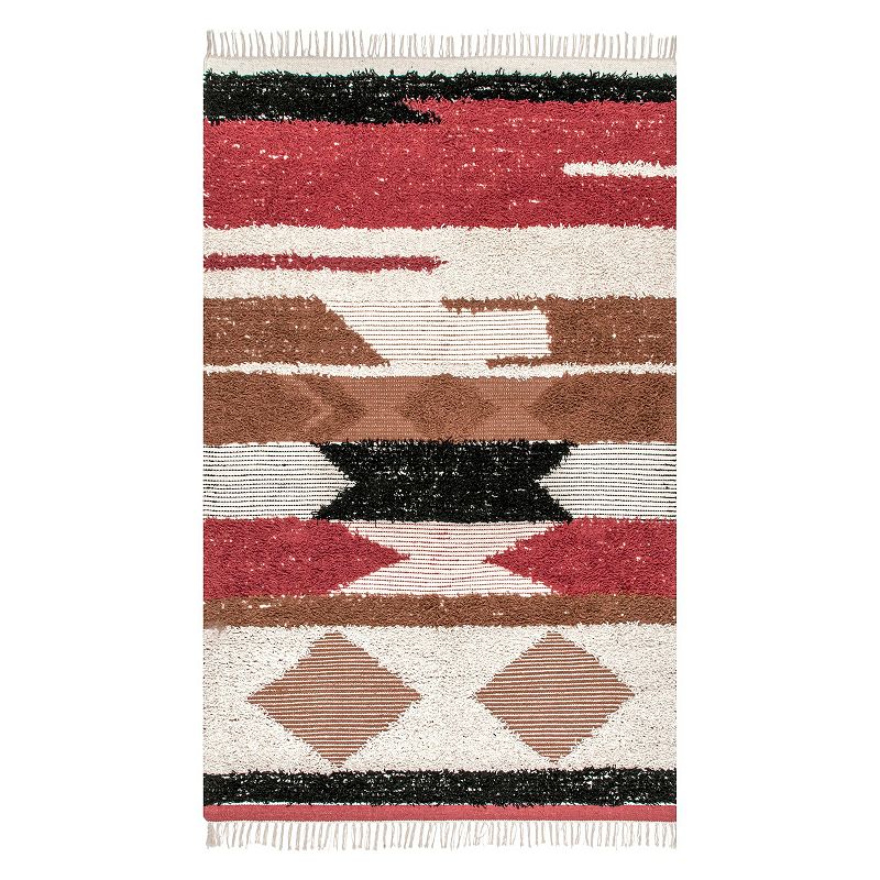 nuLoom Jenesis Shaggy Mottled Abstract Area Rug, White, 7.5X9.5 Ft